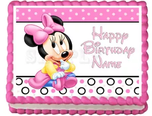 BABY MINNIE MOUSE Party Edible Cake topper image  - Picture 1 of 10