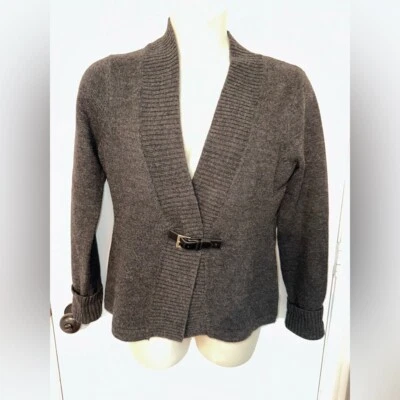Fenn Wright Manson Gray Wool Cardigan with V-Neck and Textured Knit L - Image 1 of 4
