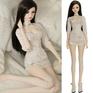 1/3 BJD Doll Female Girl Resin Ball Jointed Eyes Face Makeup Cheongsam Dress SET - Picture 1 of 10