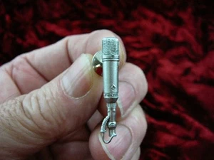 (M-2-A) Pewter Neuman NEUMANN U67/87 Microphone Mic pin JEWELRY miniature - Picture 1 of 1