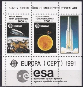Turkish Cyprus 1991 Yvert S/S #9 Astrophilately Europe CEPT MNH VF - Picture 1 of 1