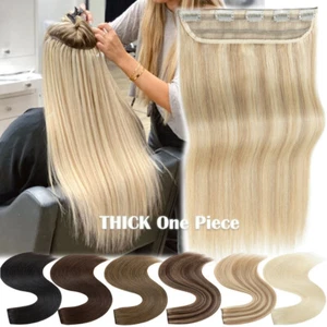 US CLEARANCE One Piece Clip In Remy Human Hair Extensions 3/4 Full Head 8-24Inch - Picture 1 of 34