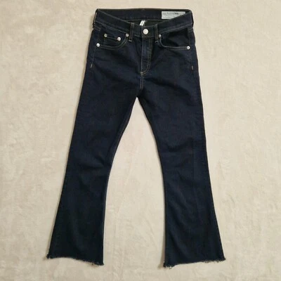 Rag & Bone Jeans Damen 26x26 Blue Dune Fray Hem Crop Flare Raw Cut Hem Denim - Bild 1 von 4