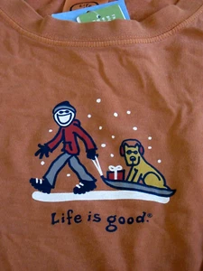 LIFE IS GOOD BOY L/S 100% COTTON TEE J.AKE/ROCKET "GIFT SLED" (XL -14) - Picture 1 of 4
