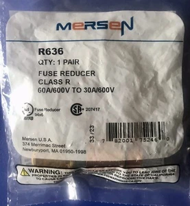 R636 MERSEN Riduttore Fusibile Classe R ~ 60Amp/600V a 30AMP/600V NUOVO UL Elencato - Foto 1 di 2