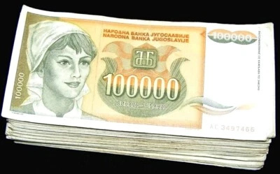 FULL BUNDLE 100 COLORFUL POPULAR 100,000 DINARA SUNFLOWER NOTES Country is Gone! - Image 1 of 2