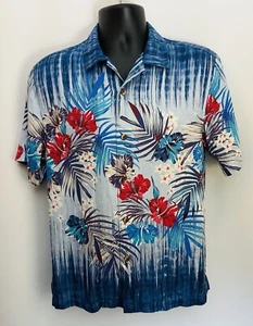 RARE TOMMY BAHAMA Camp Shirt Mens S 100% Silk Floral Print Hawaiian Tropic Beach - Picture 1 of 14