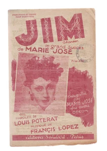 Partition ancienne JIM Marie Josée (gd succes) Salabert - Imagen 1 de 1