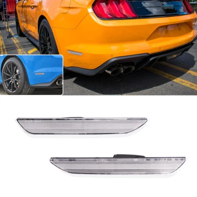 2X Fits 2015-2018 Ford Mustang Clear Lens Rear Bumper Side Marker Lamps Housing - Image 1 of 4