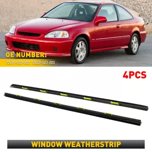For HONDA Window Glass Seals Door Belt Strip Fit Coupe Civic 2DR EJ6 EJ7 EJ8 EJ9 - Picture 1 of 14