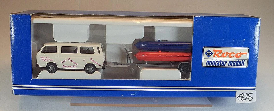 Roco 1/87 Nr. 1722 Volkswagen VW T3 Bus mit Trailer Rafting Boote OVP #1825 - Bild 1 von 1