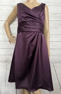 David's Bridal Bridesmaid Dress Size 8 Plum Purple Eggplant Sleeveless F14823 - Picture 1 of 12