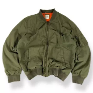 Boxy Military Bomber MA 1 Olive Jacket Oversize Faded Y2K - Picture 1 of 6