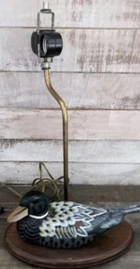 Vintage Carved Wooden Mallard Duck Desk Lamp - Picture 1 of 2