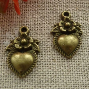 Envío gratuito 160 piezas dijes antiguos de bronce corazón y flores 19X12 mm L-1110 - Imagen 1 de 4
