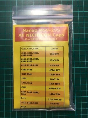JAPAN ARCADE Cap Kit Révision Écran Borne Arcade Platine Nanao MS9-29S Condensateur Nichicon