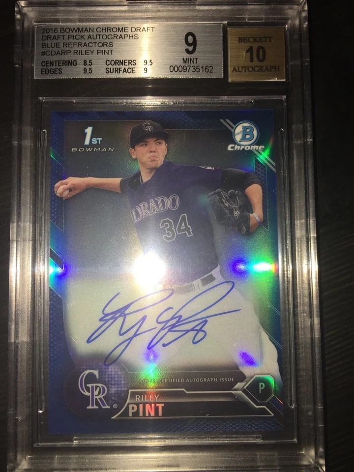 2016 Bowman Draft Chrome Riley PINT blue refractor auto BGS 9 /10 #4 Pick - Image 1 of 1