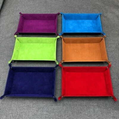 Plato de dados rectangular de cuero PU barra discoteca tablero de juego regalo bandeja de almacenamiento azul Foto 1 de 4