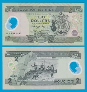 Solomon Islands 2 Dollars, 2001 P 23, UNC Polymer Commemorative - Picture 1 of 1
