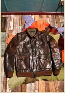 Chaqueta de vuelo A2 de cuero genuino para hombre - cuero de caballo estilo americano vintage - Imagen 1 de 22