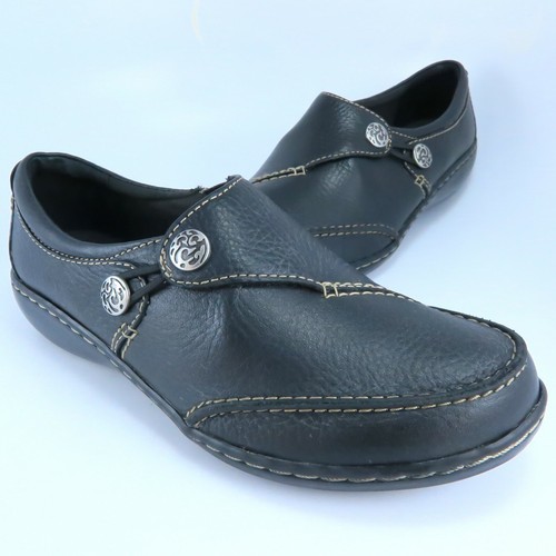 Mocassini Clarks Ashland Loop da donna taglia 6W mocassini neri in pelle testurizzata