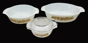 Set of 3 Fire King, Anchor Hocking Fall Harvest Casserole Dishes - Picture 1 of 10