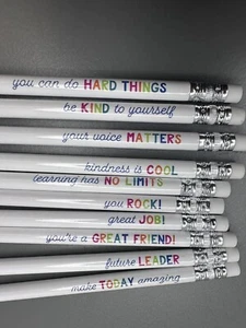 Inspirierender bunter Bleistift - Motivierende Sprüche für Kinder & Erwachsene 10 Stück - Bild 1 von 8
