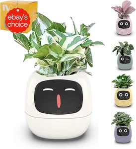 AI Smart Plant Pot 49 Expressions 7 Sensors APP Control Time Temperature Display - Picture 1 of 12