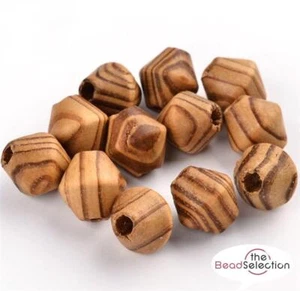20 LARGE STRIPED BICONE BURLY WOODEN BEADS 16mm HOLE 5mm BW10 - Picture 1 of 2