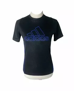 Boy's Medium Shirt Adidas Blue and Black Big Logo Athletic Short Sleeve - Picture 1 of 6