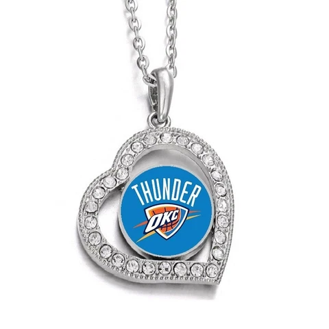 Oklahoma City Thunder Womens Silver Link Chain Necklace With Pendant D19 Cover