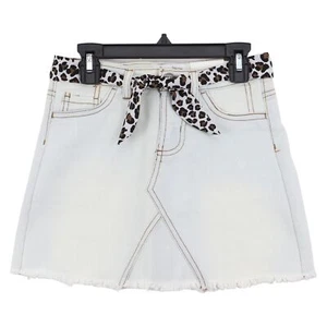 Tractr pantaloncino denim elasticizzato con orlo usurato da bambina con cintura, taglia 8, bianco sporco - Foto 1 di 5