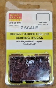 MICRO-TRAINS LINE 004 25 071 BROWN BARRER ROLLER BEARING TRUCKS Z SCALE - Picture 1 of 2