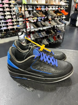 Tamanho 8.5 - Off-White x Air Jordan 2 Retro SP Preto Baixo Varsity Royal Usado - Imagem 1 de 4
