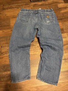 Carhartt Men’s Relaxed Fit Jeans B17 DST Blue Denim Size 40x29 Workwear USA - Picture 1 of 7