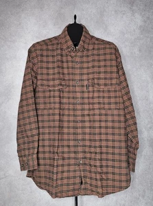 Woolrich Men's Long Sleeve Cotton Flannel Shirt Persimmon Plaid Size Large - Picture 1 of 10