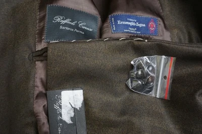 Raffaele Caruso Brown Herringbone Zegna Wool Sport Coat Jacket Sz 50R NEW - Image 1 of 4