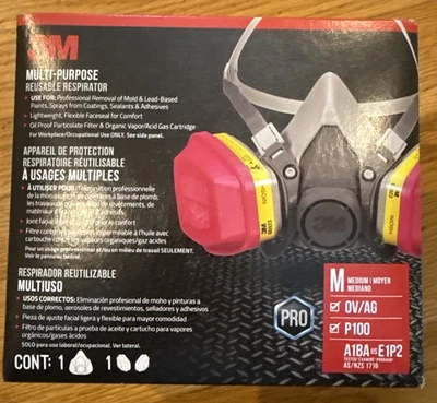 (1)-3M OV/AG/P100 Professional Workplace Multi-Purpose Respirator 62023P1-DC - Image 1 of 4