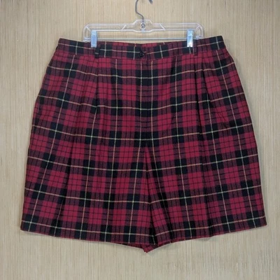NWT Vintage Sag Harbor Shorts Red Plaid Wool Blend Baggy Preppy Retro Women's 24 - Image 1 of 4