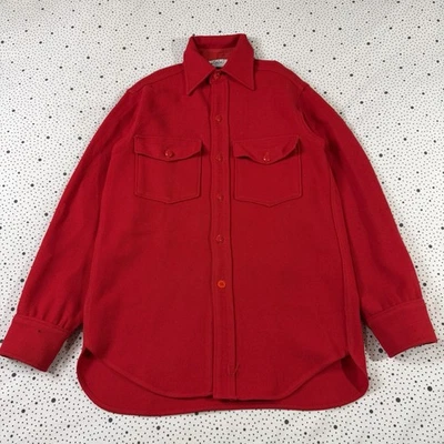 Camisa de Colección Años 60 70 Woolrich Abotonada Para Hombre S Chaqueta de Lana Roja Estilo 91 Foto 1 de 4
