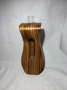 MCM DE COLECCIÓN (¿Teca?) Jarrón de madera y vidrio retro boho moderno de mediados de siglo años 60 - Imagen 1 de 7