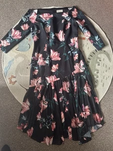 Women’s Coast Black Floral Midi Occasion Dress Size 14 - Picture 1 of 7