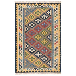 Kelim 150x99 cm Handgewebter Perserteppich Kilim Wolle Carpet Rug Orient Braun - Picture 1 of 8