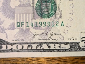 $5 Birthday Note (December 14th 1999) Fancy Serial Number - Picture 1 of 3