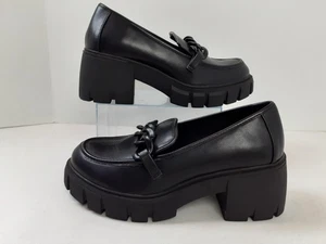Torrid Chunky Plateau Lug Sole Penny Loafer Schwarz Größe 7,5 WW Kunstleder 1125 - Bild 1 von 11