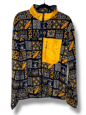 Body Glove Hombre Chaqueta de Vellón Mediana Azul Amarillo Tribal Geométrico Cremallera Completa Nueva con Etiquetas Foto 1 de 4
