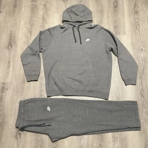 Nike Club Fleece Jogginganzug Herren Trainingsanzug Set passend grau Hoodie & Hose - Bild 1 von 14