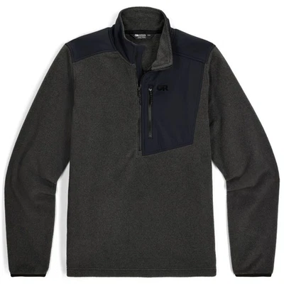 Outdoor Research OR Polartec 200 Half Zip Men's Casual Jacket, Grey Heather, Lar - Image 1 of 4