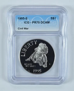1995-S Civil War Commemorative Silver Dollar PR70 DCAM ICG *2020 - Picture 1 of 5