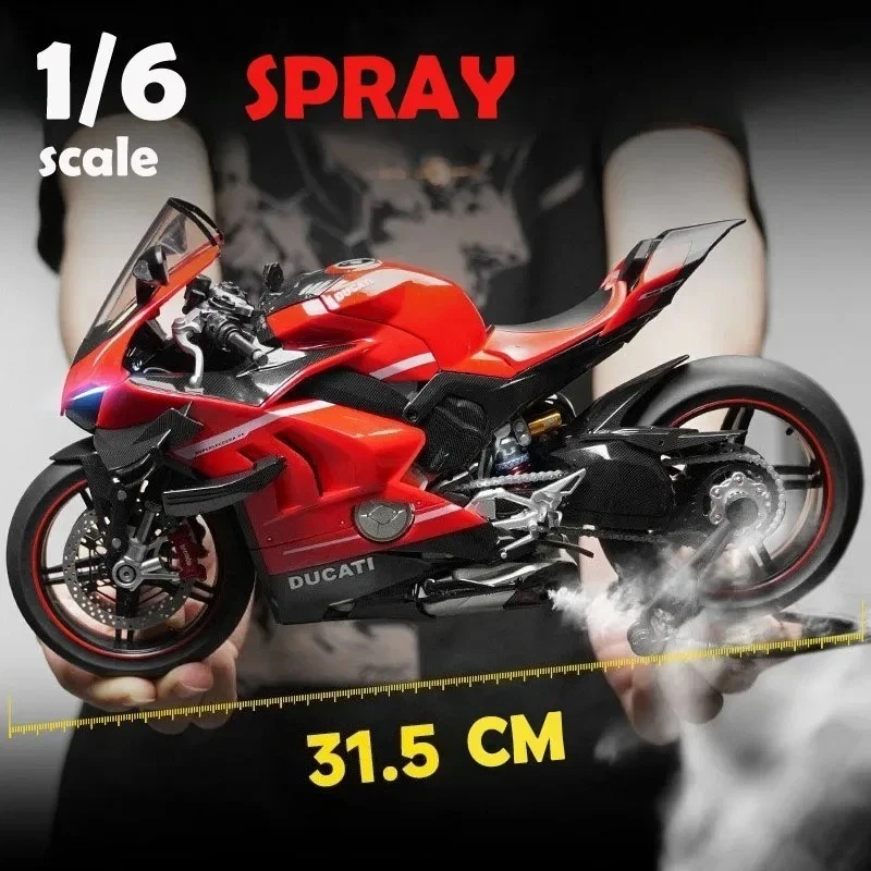 Diecast Spray 1:6 Ducati V4 Motorcycle Alloy Model Collection Miniature Voiture - Image 1 of 4